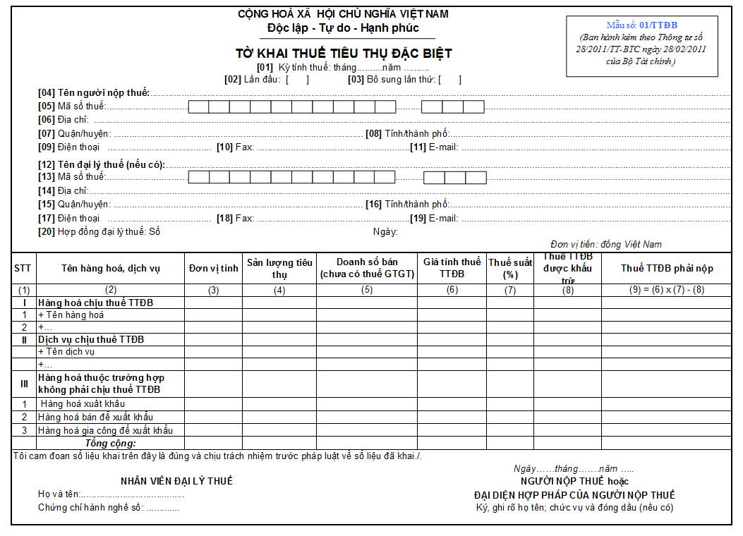 mẫu số 01/TTĐB