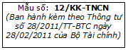 Mẫu số 12/KK-TNCN