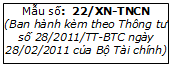 Mau so 22/XN-TNCN