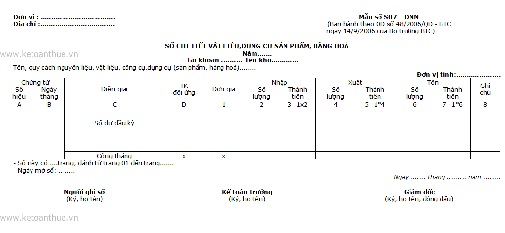 Mẫu số S07 - DNN, mau so s07-dnn