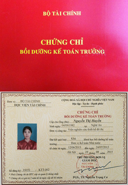 Mẫu chứng chỉ kế toán trưởng